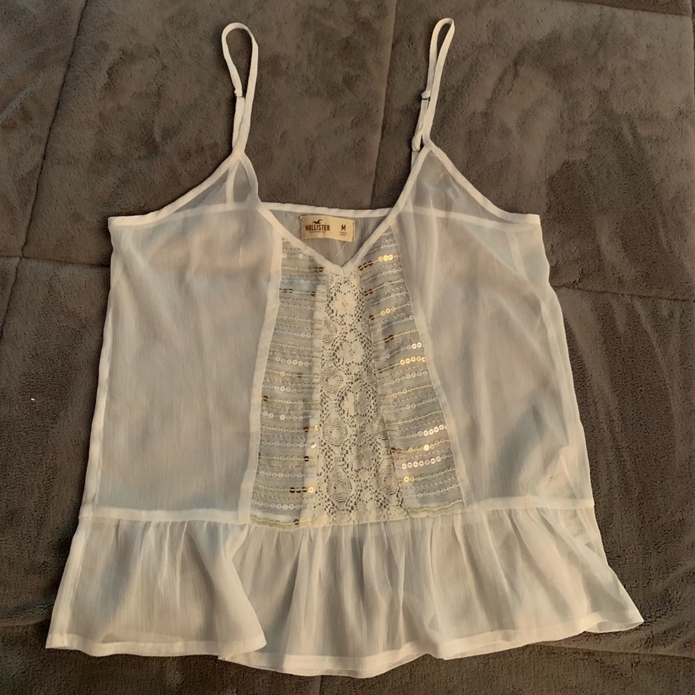 Hollister white shear tank top